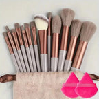 NoviaGlow Professional Makeup Brush Set – 13/14/15/16 Piece Soft Fluffy Face & Eye Brushes with Kabuki & Storage Bag