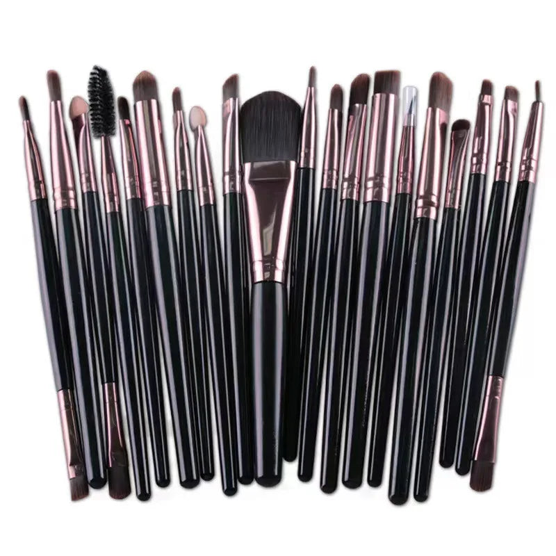 NoviaGlow 20pcs Professional Eye Makeup Brush Set – Complete Eyeshadow & Eyeliner Brushes for Blending, Shading & Precision Looks