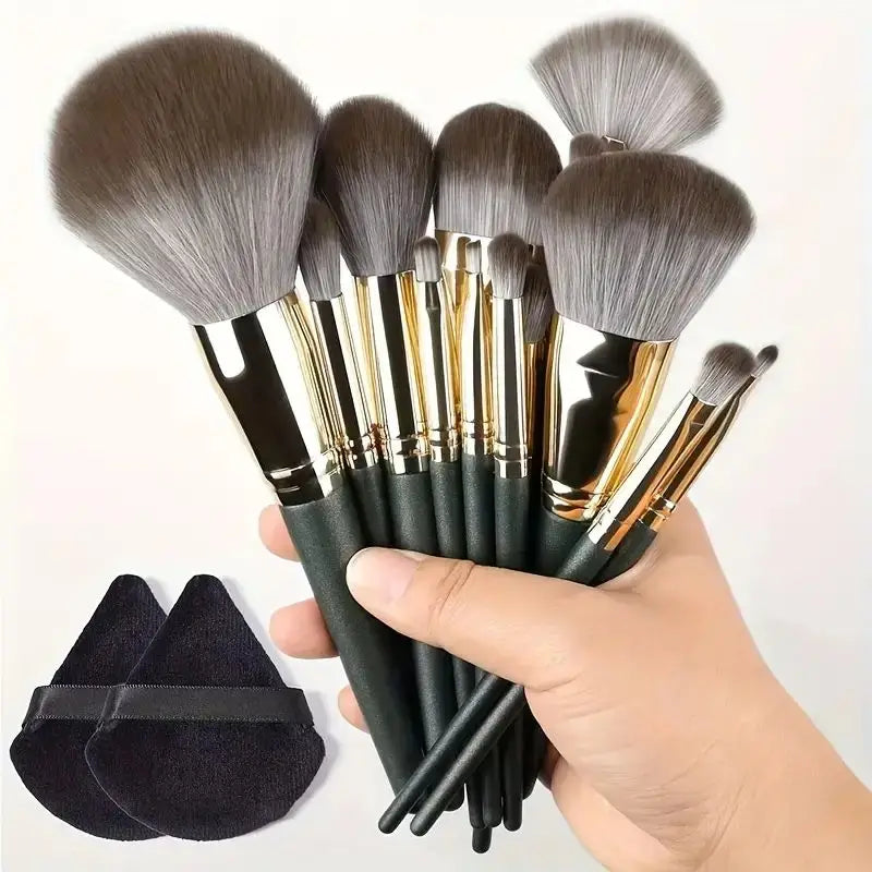 NoviaGlow Professional Makeup Brush Set – 13/14/15/16 Piece Soft Fluffy Face & Eye Brushes with Kabuki & Storage Bag