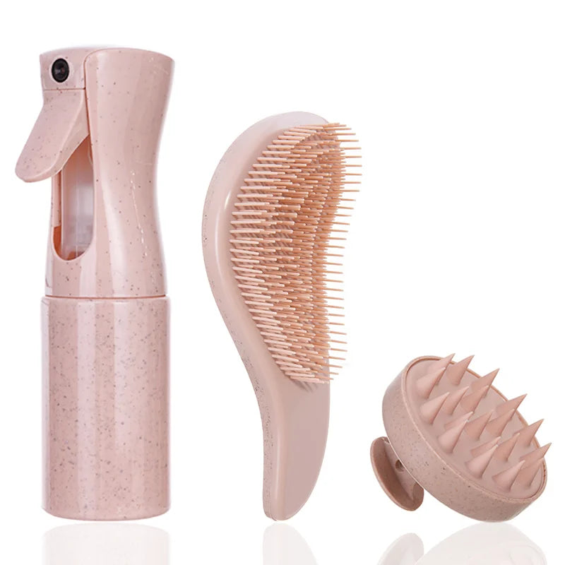 NoviaGlow 3-Piece Wheat Straw Hair Brush & Comb Set