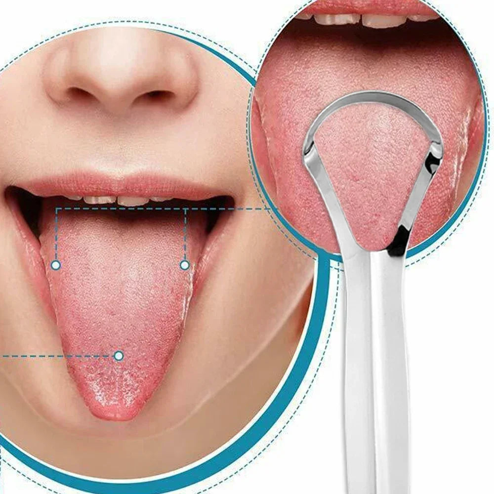 NoviaGlow Stainless Steel Tongue Scraper – Oral Hygiene Tool for Fresh Breath, Tongue Coating & Halitosis Removal