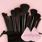 NoviaGlow Professional Makeup Brush Set – 13/14/15/16 Piece Soft Fluffy Face & Eye Brushes with Kabuki & Storage Bag