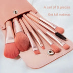 NoviaGlow Portable 8pcs Makeup Brush Set – Soft Synthetic Brushes for Foundation, Concealer, Blush, Powder & Eyeshadow | Compact Travel Beauty Kit