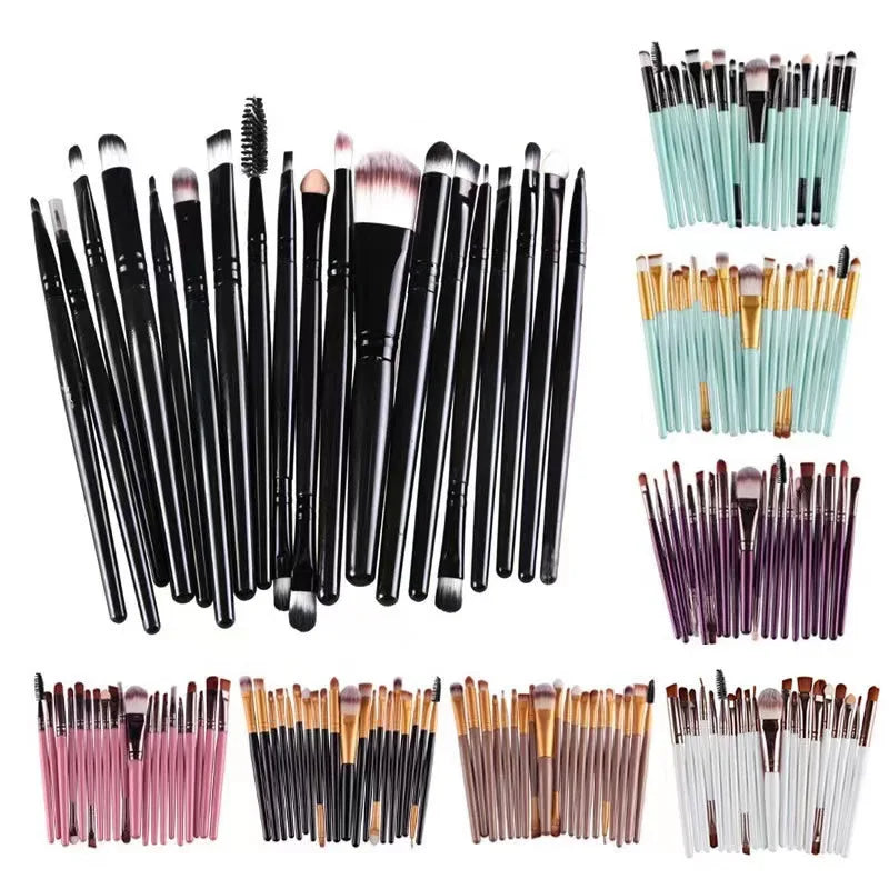 NoviaGlow 20pcs Professional Eye Makeup Brush Set – Complete Eyeshadow & Eyeliner Brushes for Blending, Shading & Precision Looks