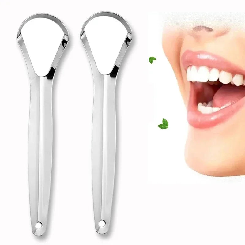NoviaGlow Stainless Steel Tongue Scraper – Oral Hygiene Tool for Fresh Breath, Tongue Coating & Halitosis Removal