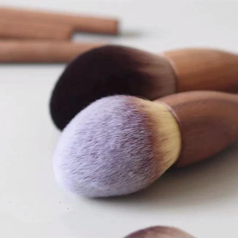 NoviaGlow European Vintage Walnut Wood Handle Makeup Brush – Ultra-Soft Powder, Blush, Contour & Foundation Brush