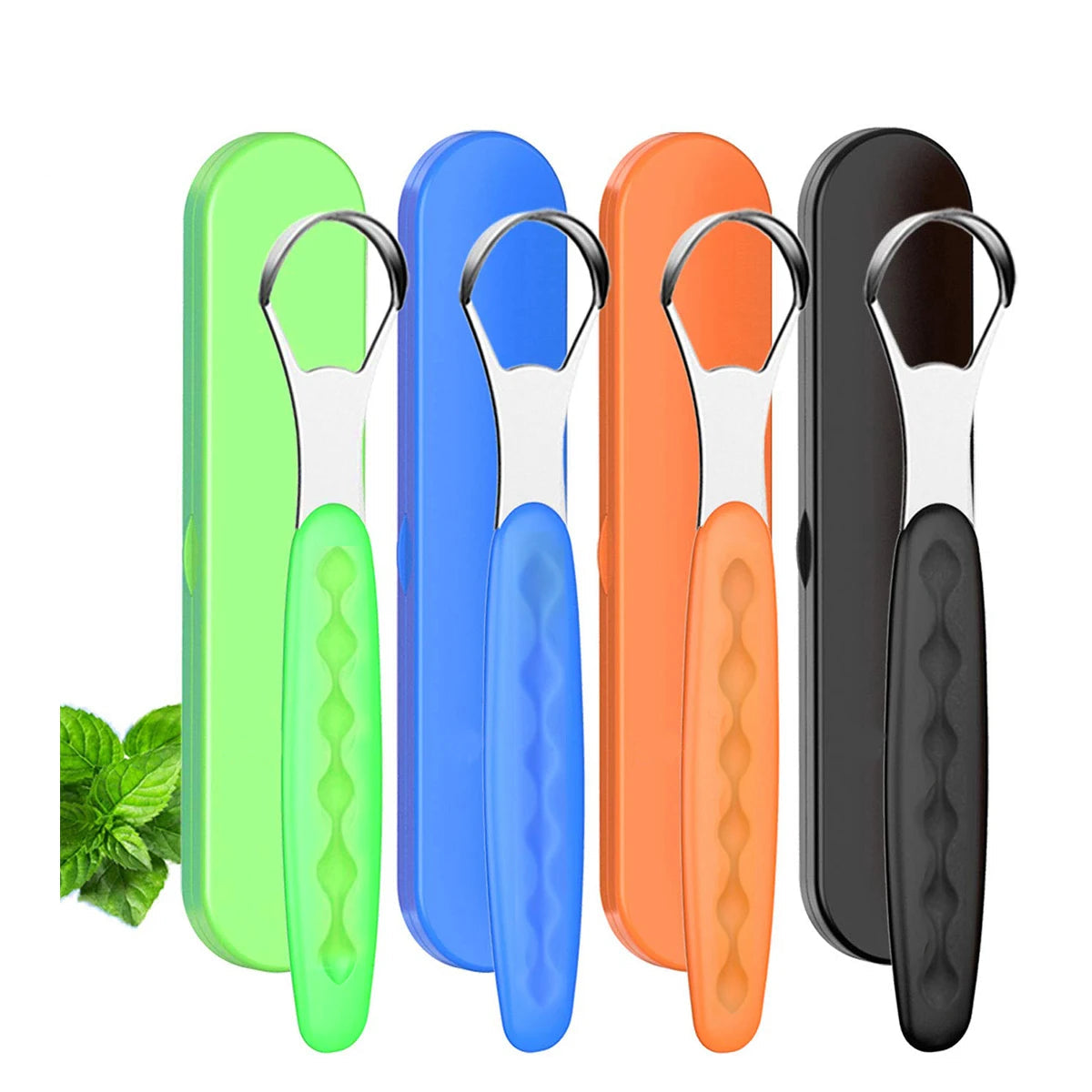 NoviaGlow Stainless Steel Tongue Cleaner with Portable Case – Oral Hygiene Scraper for Fresh Breath & Dental Care (Adults & Kids)