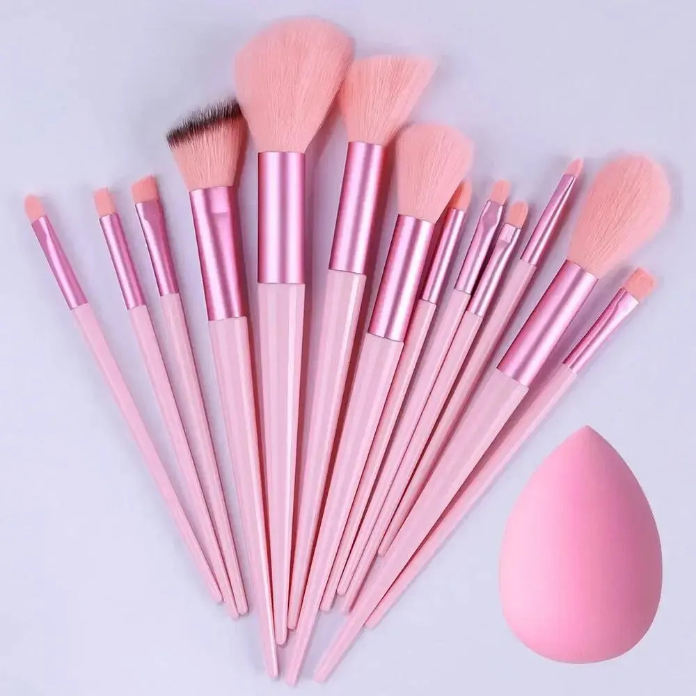 NoviaGlow Professional Makeup Brush Set – 13/14/15/16 Piece Soft Fluffy Face & Eye Brushes with Kabuki & Storage Bag