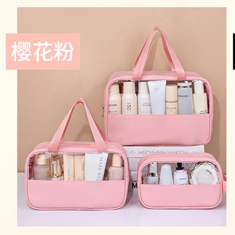 NoviaGlow Transparent Travel Makeup Bag – Waterproof Organizer