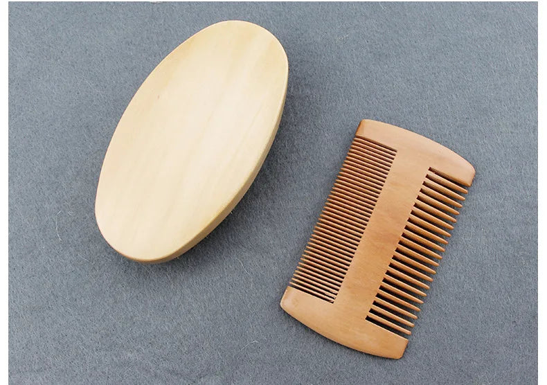 NoviaGlow Men’s Beard Grooming Set – Boar Bristle Brush, Comb & Scissors