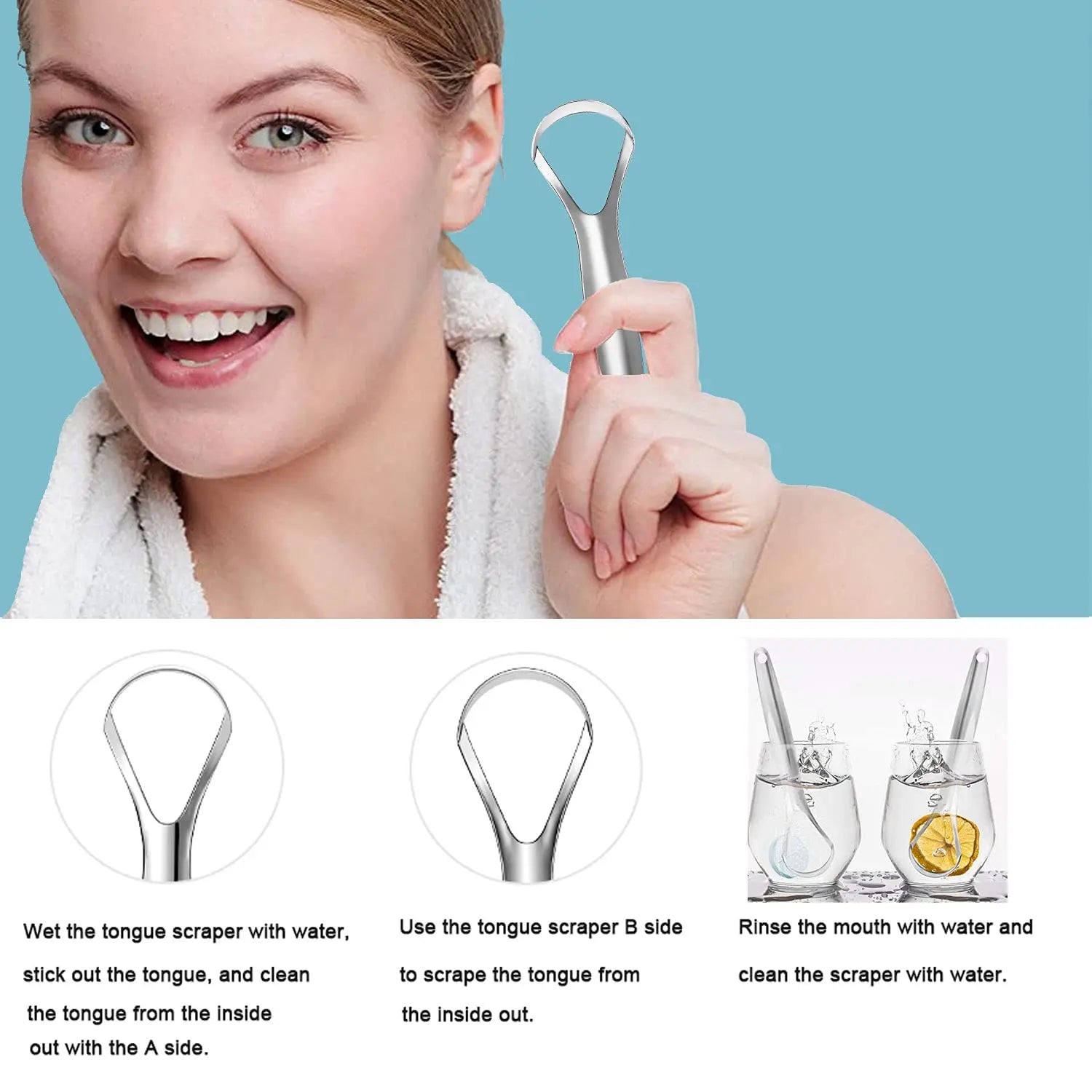 NoviaGlow Stainless Steel Tongue Cleaner with Portable Case – Oral Hygiene Scraper for Fresh Breath & Dental Care (Adults & Kids)