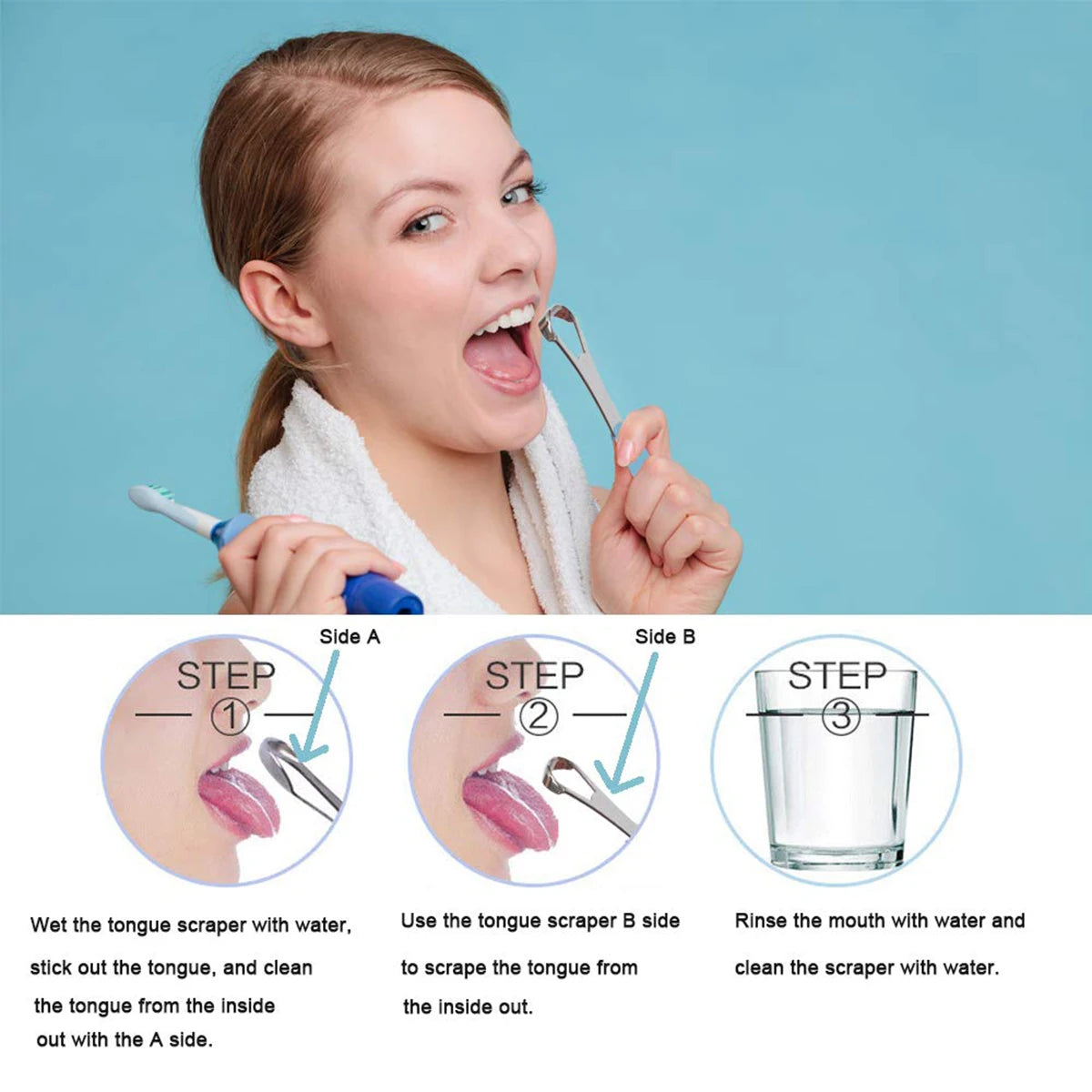 NoviaGlow Stainless Steel Tongue Cleaner with Portable Case – Oral Hygiene Scraper for Fresh Breath & Dental Care (Adults & Kids)