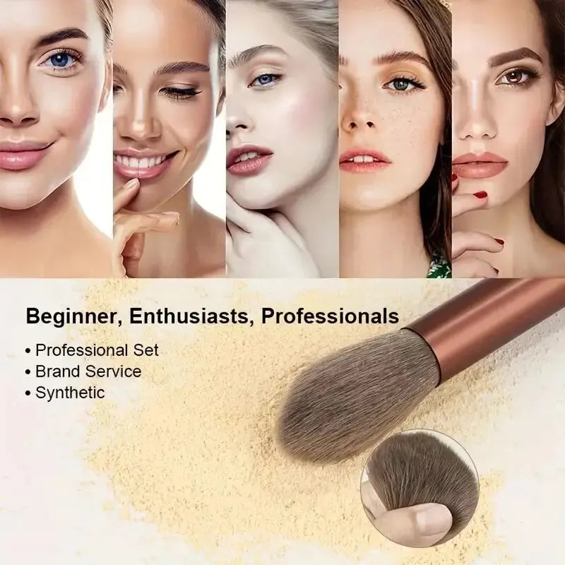 NoviaGlow Professional Makeup Brush Set – 13/14/15/16 Piece Soft Fluffy Face & Eye Brushes with Kabuki & Storage Bag