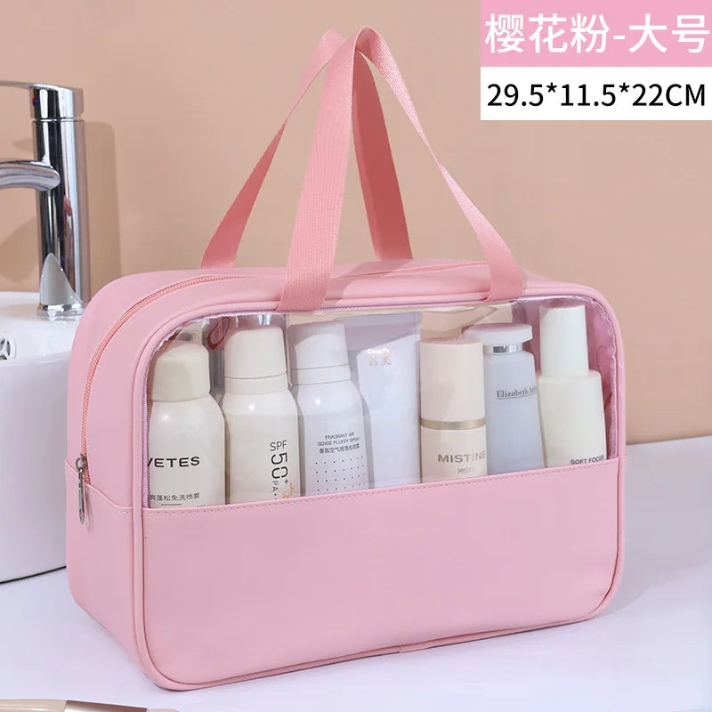 NoviaGlow Transparent Travel Makeup Bag – Waterproof Organizer