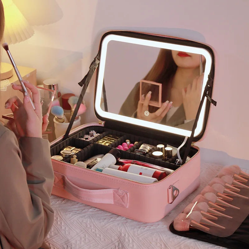 NoviaGlow Smart LED Makeup Bag – Travel Cosmetic Case