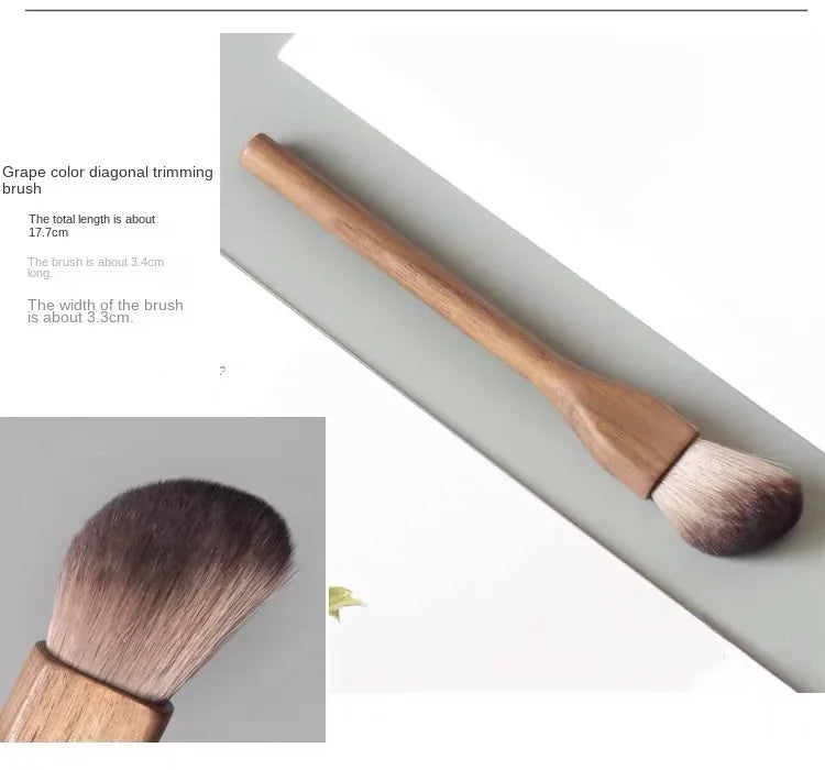 NoviaGlow European Vintage Walnut Wood Handle Makeup Brush – Ultra-Soft Powder, Blush, Contour & Foundation Brush
