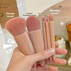 NoviaGlow 5-Piece Portable Makeup Brush Set with Mirror – Foldable Mini Travel Makeup Brush Kit for Daily & On-the-Go Use