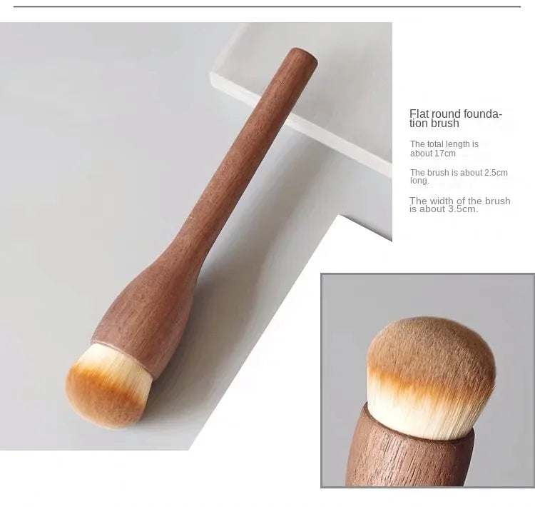 NoviaGlow European Vintage Walnut Wood Handle Makeup Brush – Ultra-Soft Powder, Blush, Contour & Foundation Brush
