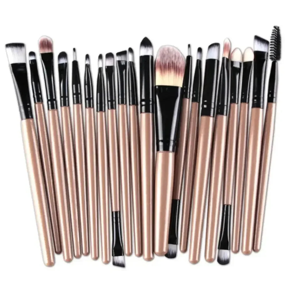 NoviaGlow 20pcs Professional Eye Makeup Brush Set – Complete Eyeshadow & Eyeliner Brushes for Blending, Shading & Precision Looks