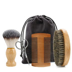 NoviaGlow Men’s Beard Grooming Set – Boar Bristle Brush, Comb & Scissors