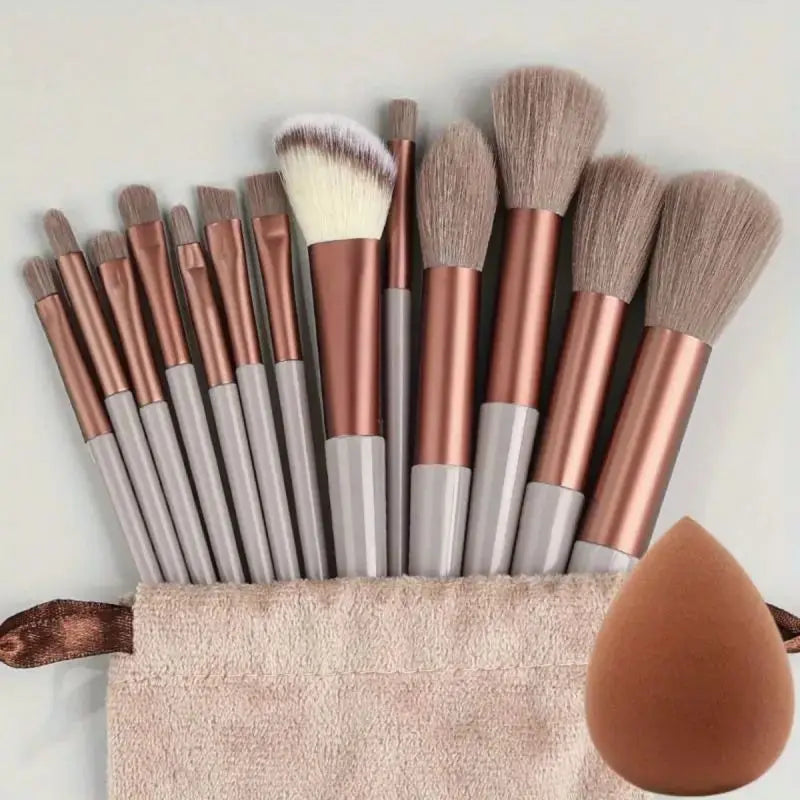 NoviaGlow Professional Makeup Brush Set – 13/14/15/16 Piece Soft Fluffy Face & Eye Brushes with Kabuki & Storage Bag