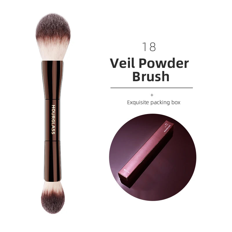 NoviaGlow Hourglass Makeup Brush – Professional Retractable Brush for Foundation, Powder, Blush, Bronzer, Eyeshadow & More