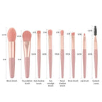 NoviaGlow Portable 8pcs Makeup Brush Set – Soft Synthetic Brushes for Foundation, Concealer, Blush, Powder & Eyeshadow | Compact Travel Beauty Kit