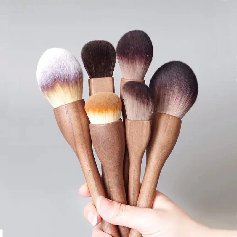 NoviaGlow European Vintage Walnut Wood Handle Makeup Brush – Ultra-Soft Powder, Blush, Contour & Foundation Brush