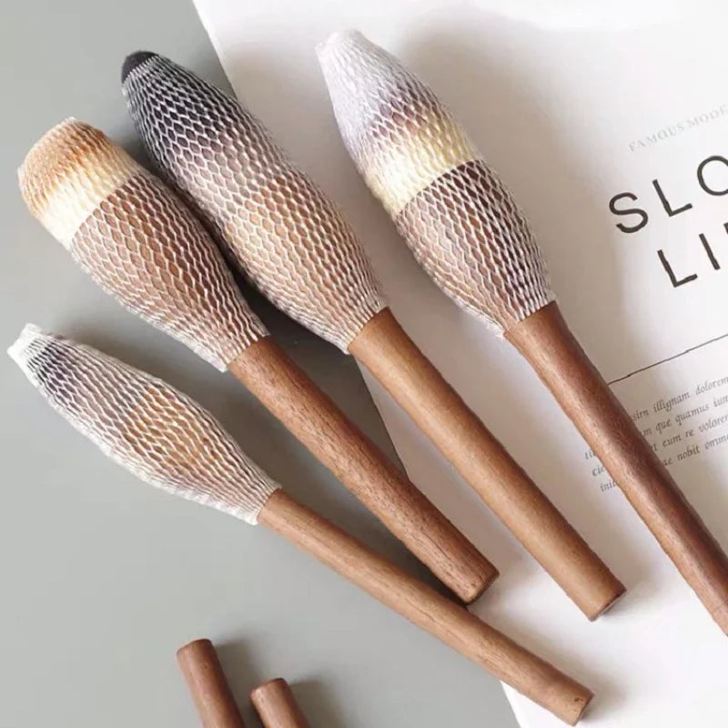 NoviaGlow European Vintage Walnut Wood Handle Makeup Brush – Ultra-Soft Powder, Blush, Contour & Foundation Brush