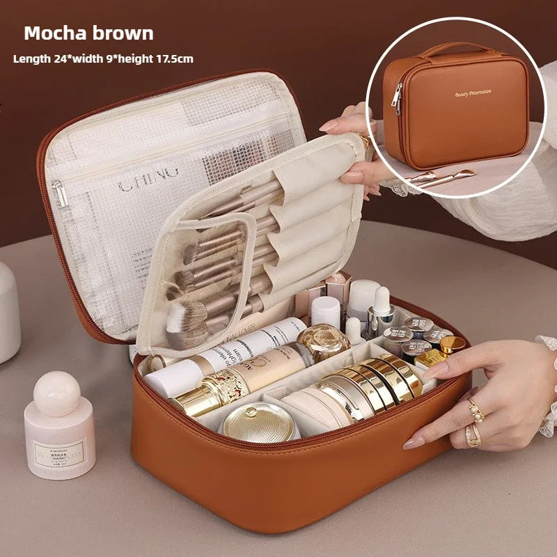 NoviaGlow Luxury PU Leather Cosmetic Bag – Travel Organizer