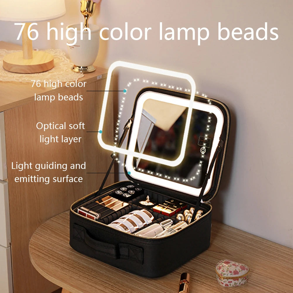 NoviaGlow Smart LED Makeup Bag – Travel Cosmetic Case