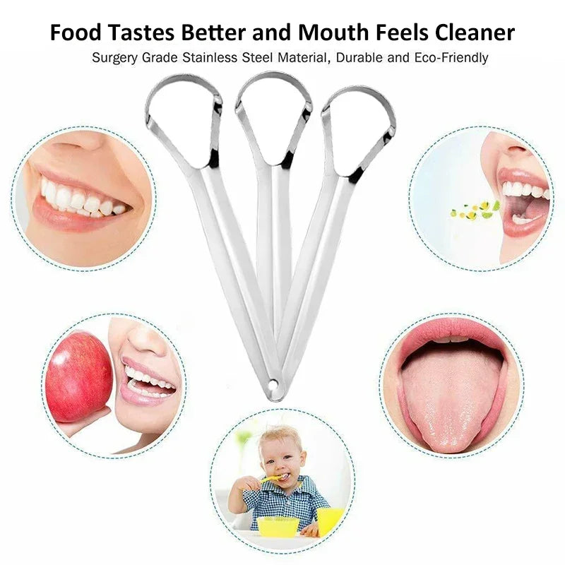 NoviaGlow Stainless Steel Tongue Scraper – Oral Hygiene Tool for Fresh Breath, Tongue Coating & Halitosis Removal