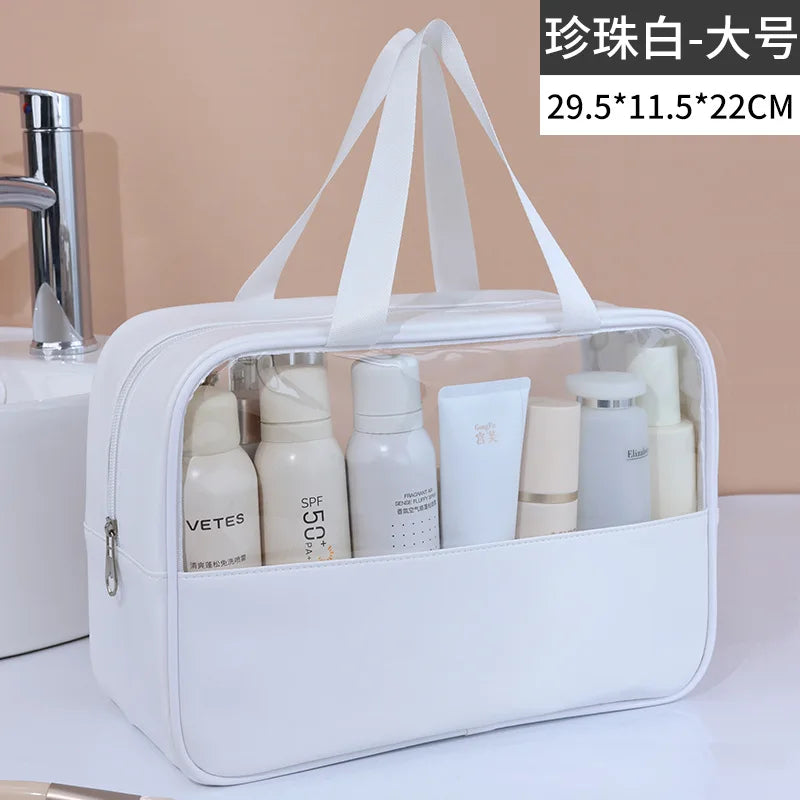 NoviaGlow Transparent Travel Makeup Bag – Waterproof Organizer