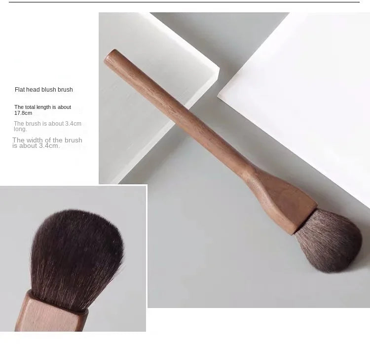 NoviaGlow European Vintage Walnut Wood Handle Makeup Brush – Ultra-Soft Powder, Blush, Contour & Foundation Brush