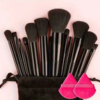 NoviaGlow Professional Makeup Brush Set – 13/14/15/16 Piece Soft Fluffy Face & Eye Brushes with Kabuki & Storage Bag