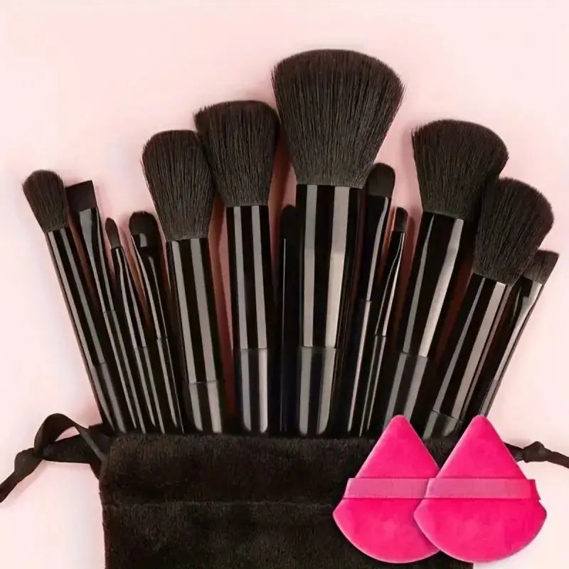 NoviaGlow Professional Makeup Brush Set – 13/14/15/16 Piece Soft Fluffy Face & Eye Brushes with Kabuki & Storage Bag