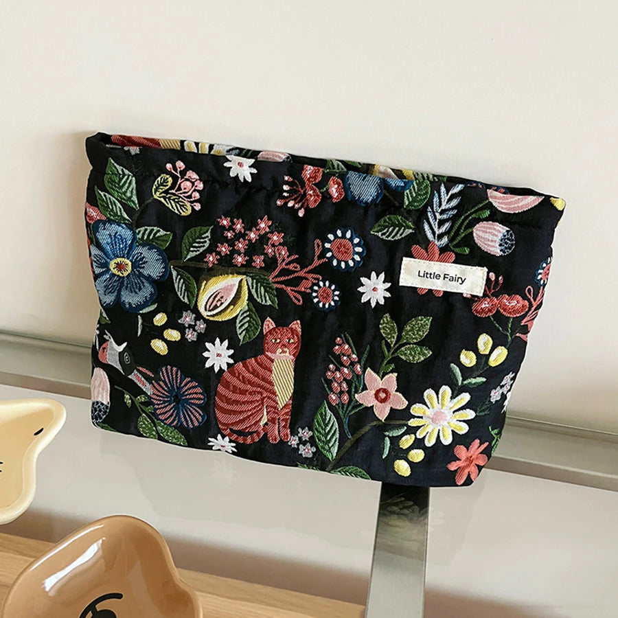 NoviaGlow Mini Cosmetic Pouch – Plant Print Storage Bag
