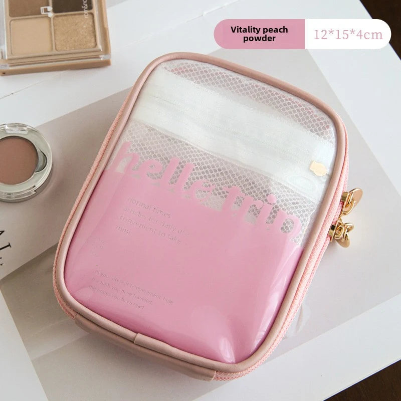NoviaGlow Mini Clear Travel Makeup Bag – Small Cute Preppy Zipper Cosmetic Pouch & Toiletry Organizer for Women