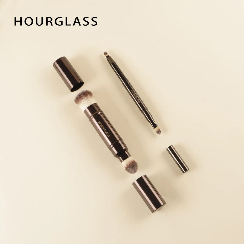 NoviaGlow Hourglass Makeup Brush – Professional Retractable Brush for Foundation, Powder, Blush, Bronzer, Eyeshadow & More