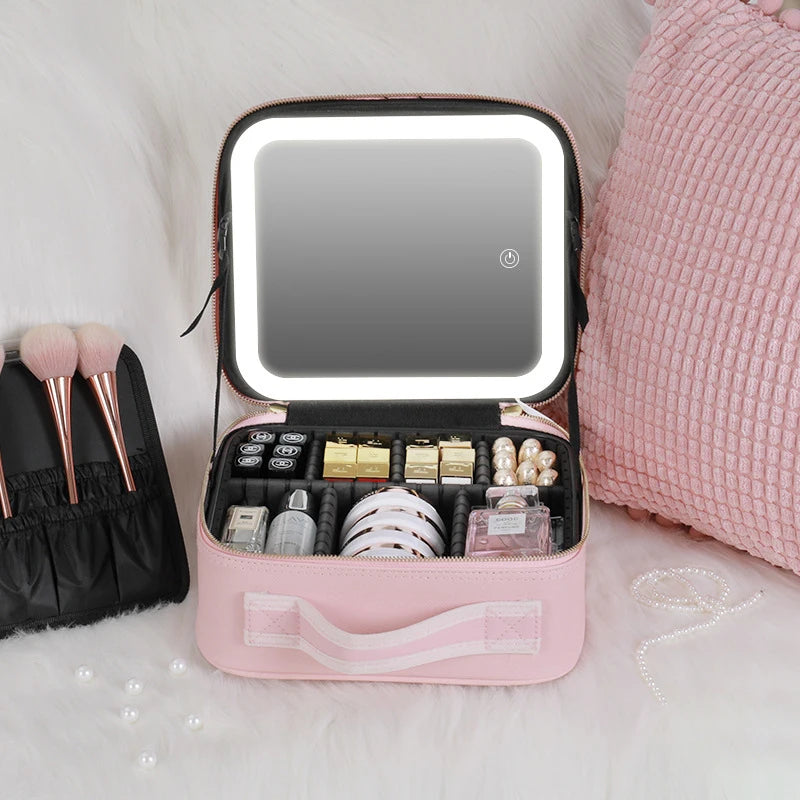NoviaGlow Smart LED Makeup Bag – Travel Cosmetic Case