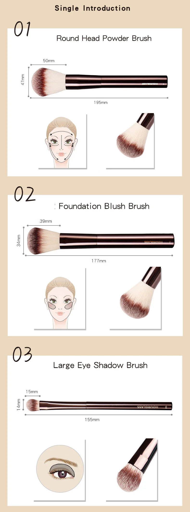NoviaGlow Hourglass Makeup Brush – Professional Retractable Brush for Foundation, Powder, Blush, Bronzer, Eyeshadow & More