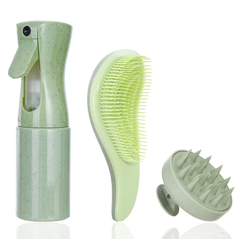 NoviaGlow 3-Piece Wheat Straw Hair Brush & Comb Set