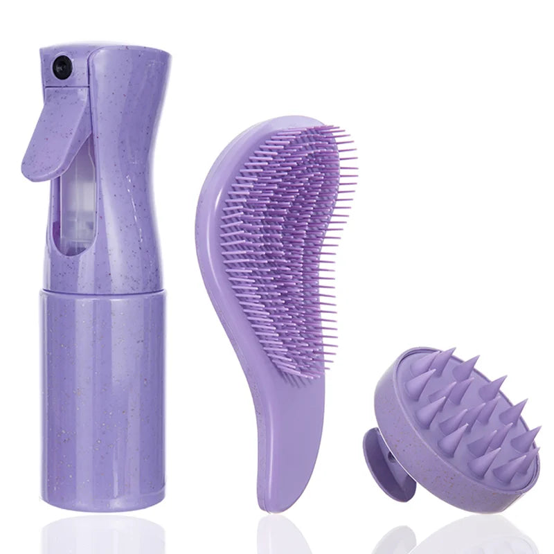 NoviaGlow 3-Piece Wheat Straw Hair Brush & Comb Set