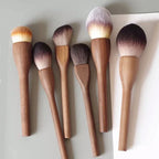 NoviaGlow European Vintage Walnut Wood Handle Makeup Brush – Ultra-Soft Powder, Blush, Contour & Foundation Brush