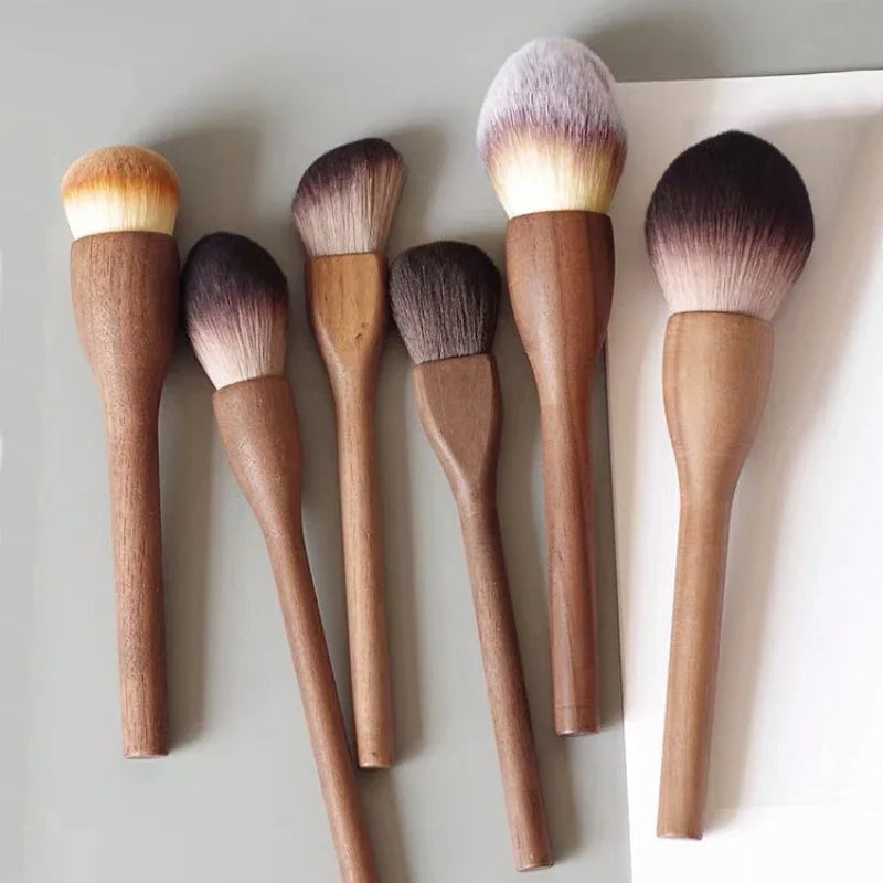 NoviaGlow European Vintage Walnut Wood Handle Makeup Brush – Ultra-Soft Powder, Blush, Contour & Foundation Brush