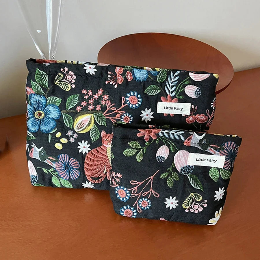 NoviaGlow Mini Cosmetic Pouch – Plant Print Storage Bag