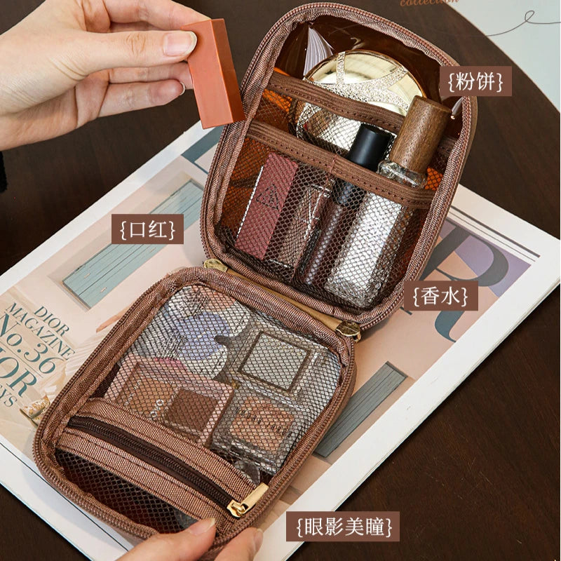 NoviaGlow Mini Clear Travel Makeup Bag – Small Cute Preppy Zipper Cosmetic Pouch & Toiletry Organizer for Women