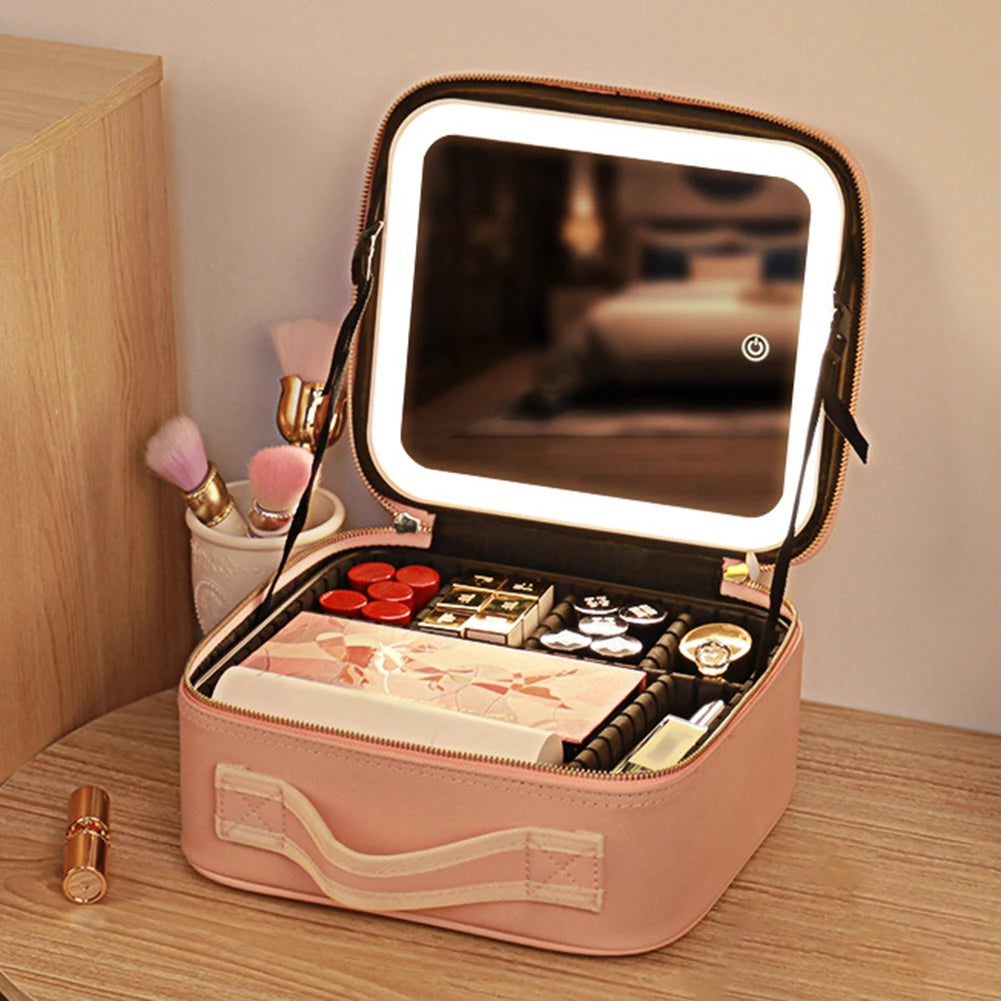 NoviaGlow Smart LED Makeup Bag – Travel Cosmetic Case