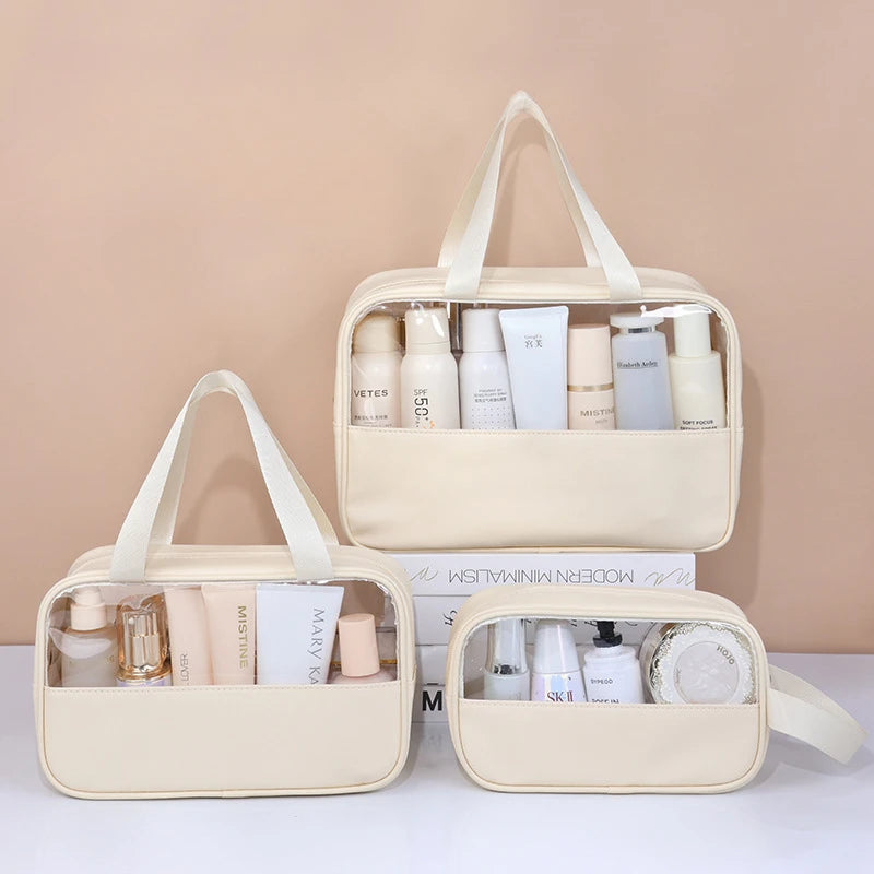 NoviaGlow Transparent Travel Makeup Bag – Waterproof Organizer