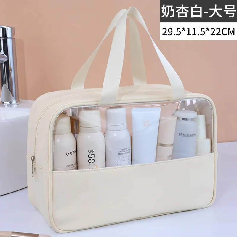 NoviaGlow Transparent Travel Makeup Bag – Waterproof Organizer